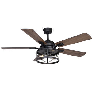 Elburn 52 inch Black with Dark Bronze-Walnut Blades Ceiling Fan