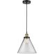Cone 1 Light 12 inch Black Antique Brass Mini Pendant Ceiling Light in Clear Glass