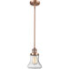 Franklin Restoration Bellmont LED 7 inch Antique Copper Mini Pendant Ceiling Light in Seedy Glass, Franklin Restoration