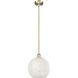 Edison White Mouchette 1 Light 12 inch Antique Brass Stem Hung Pendant Ceiling Light