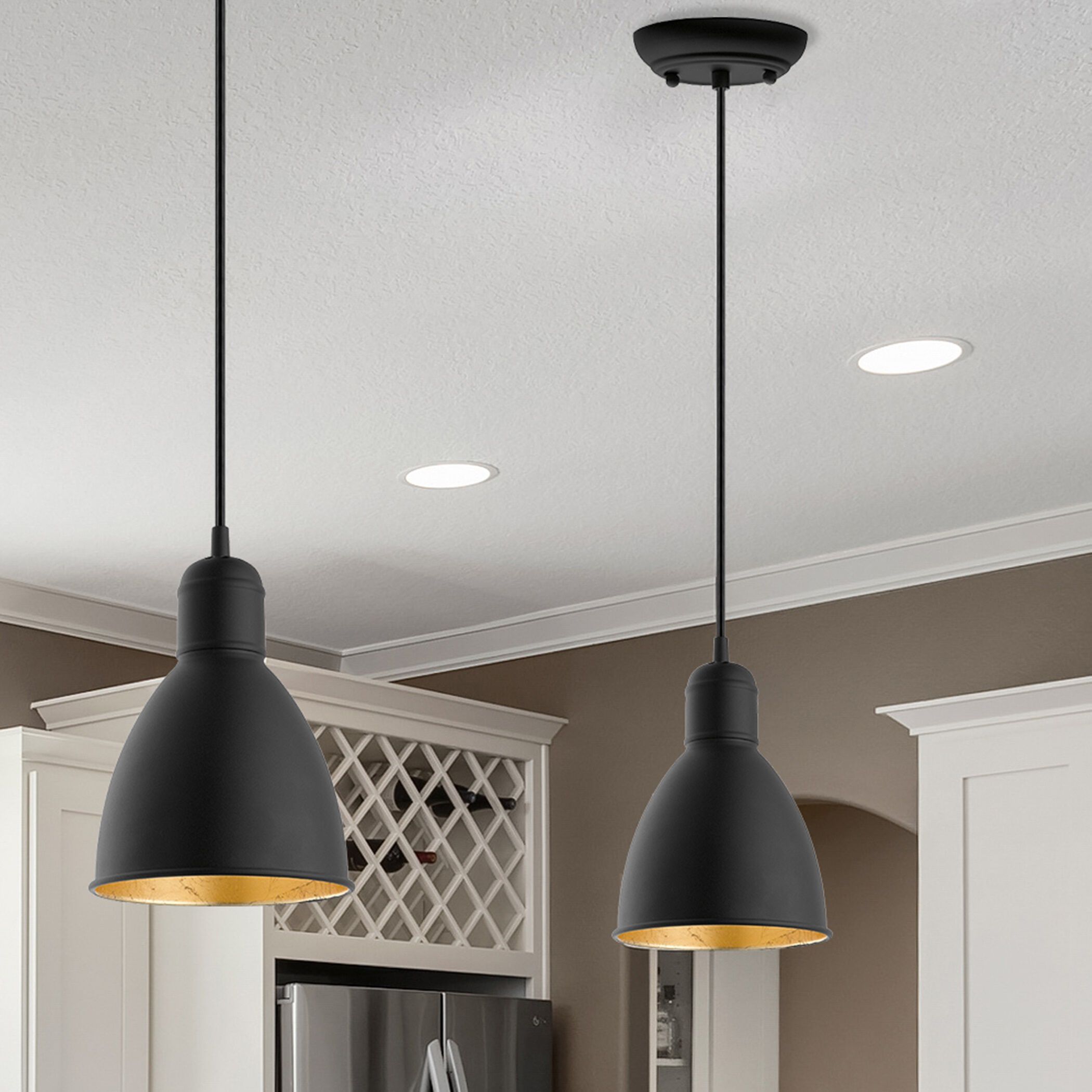 Priddy 2 1 Light 6.1 inch Black and Gold Mini Pendant Ceiling Light