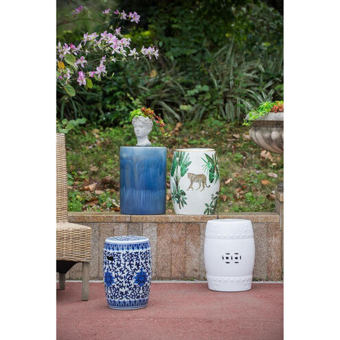 Garden 15.9 inch Blue and White Stool