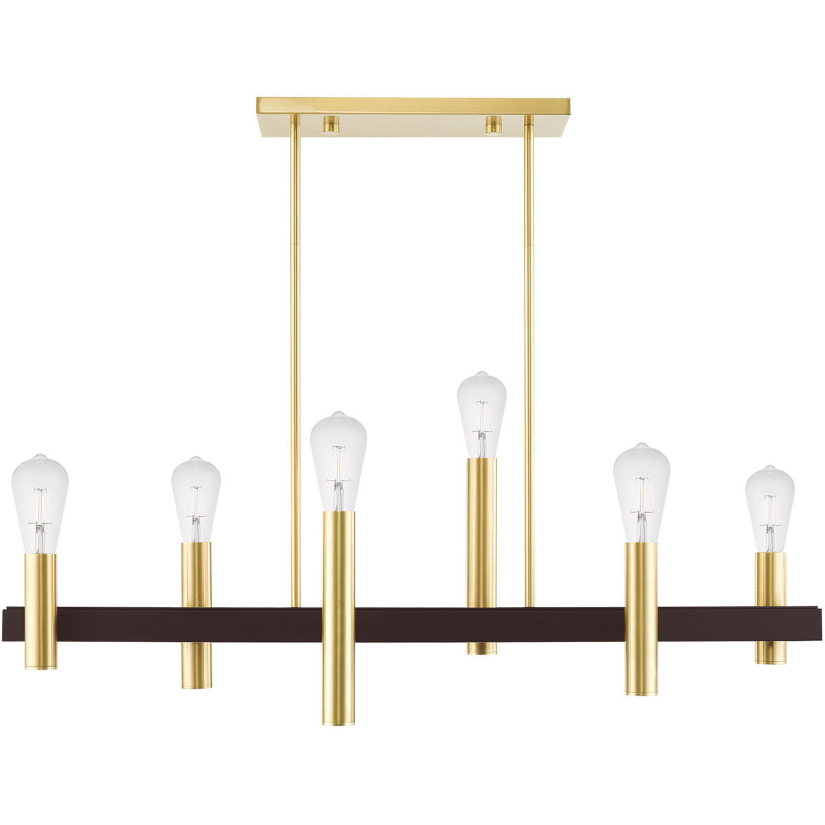 Helsinki 6 Light 8.25 inch Satin Brass with Bronze Accents Chandelier Ceiling Light