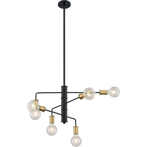 Ryder 6 Light 25 inch Black and Brushed Brass Chandelier Ceiling Light