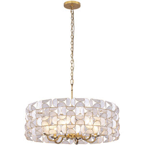 Crescent 6 Light 28 inch Oxidized Gold Leaf Pendant Ceiling Light
