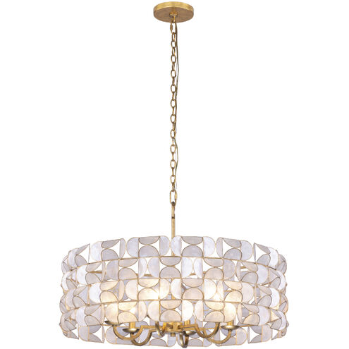 Crescent 6 Light 28 inch Oxidized Gold Leaf Pendant Ceiling Light