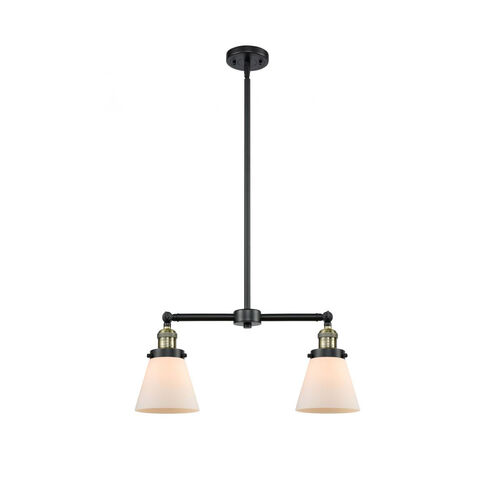 Franklin Restoration Small Cone 2 Light 21 inch Black Antique Brass Chandelier Ceiling Light in Matte White Glass, Franklin Restoration