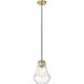 Fairfield 1 Light 7 inch Brushed Brass Mini Pendant Ceiling Light in Seedy Glass