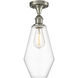 Edison Cindyrella 1 Light 7 inch Brushed Satin Nickel Semi-Flush Mount Ceiling Light in Clear Glass