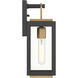Fenmark 1 Light 13.25 inch Dark Matte Black and Legacy Brass Outdoor Wall Lantern