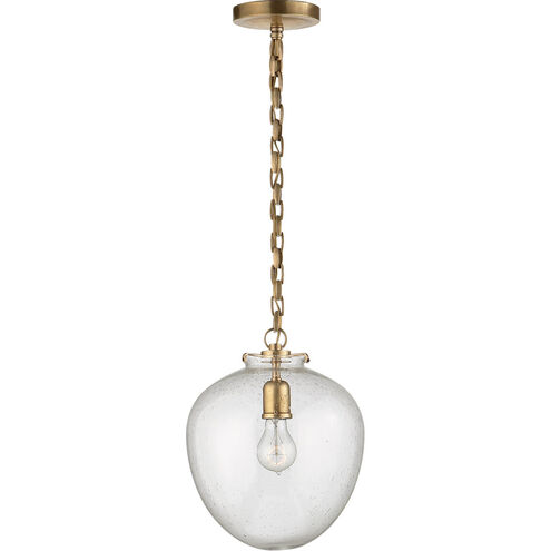 Thomas O'Brien Katie2 1 Light 10.5 inch Hand-Rubbed Antique Brass Acorn Pendant Ceiling Light in Seeded Glass