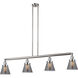 Franklin Restoration Small Cone LED 50.88 inch Brushed Satin Nickel Island Light Ceiling Light in Plated Smoke Glass, Franklin Restoration