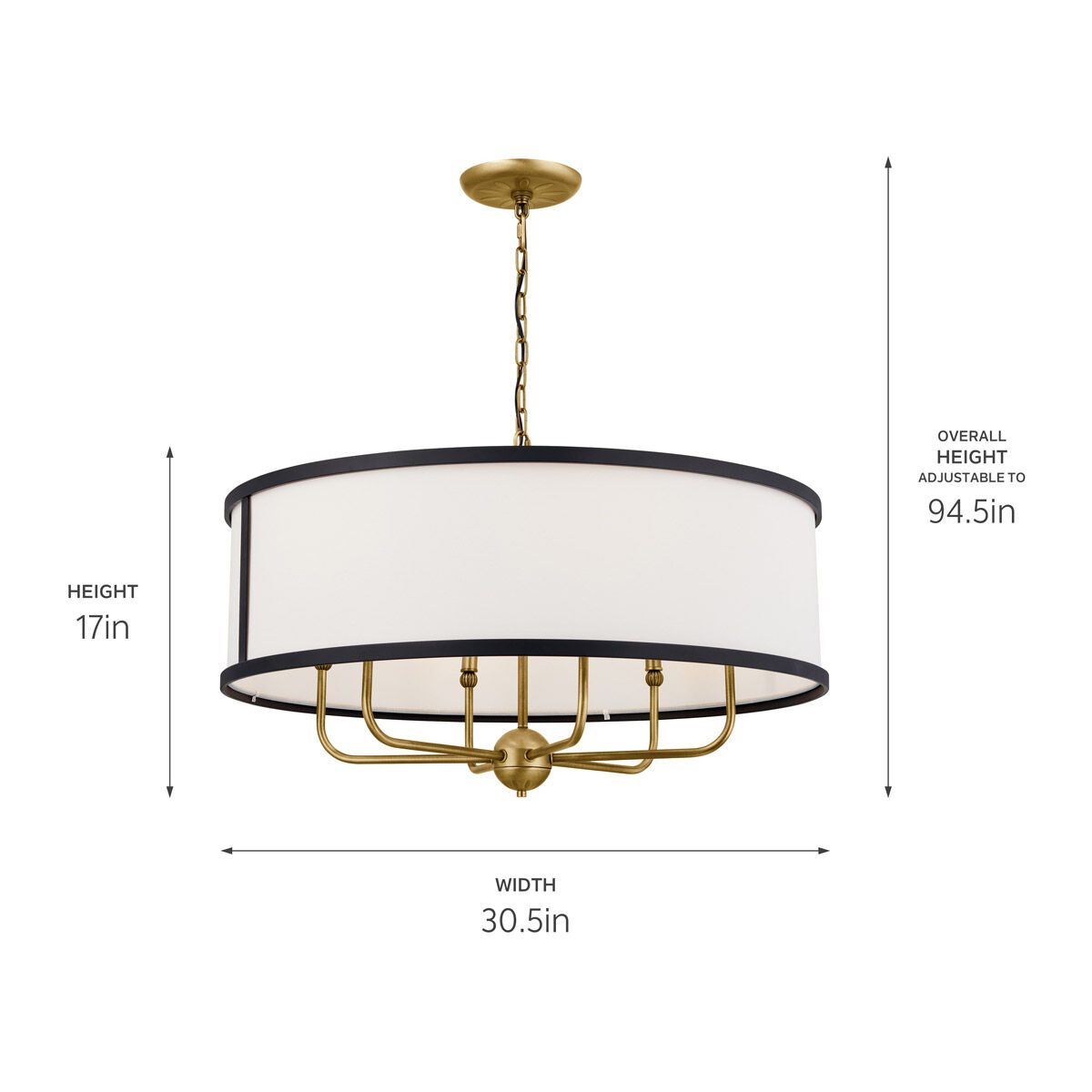 Homestead Heddle 6 Light 31 inch Natural Brass Chandelier Ceiling Light, Heddle