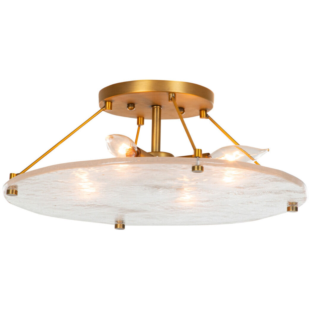 Madison 4 Light 16 inch Stained Gold / Cast Glass Flush Mount Ceiling Light