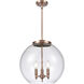Ballston Athens 3 Light 15.75 inch Antique Copper Statement Pendant Ceiling Light in Incandescent, Clear