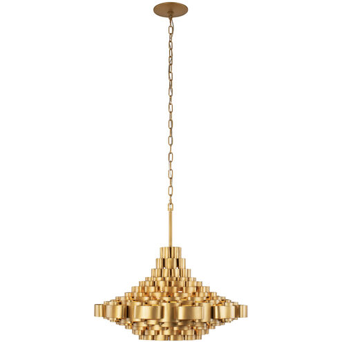 Totally Tubular 6 Light 27 inch Antique Gold and Carbon Black Pendant Ceiling Light