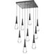 Rain Drop LED 26.8 inch Matte Black Chandelier Ceiling Light in 3000K LED, Multi-Port