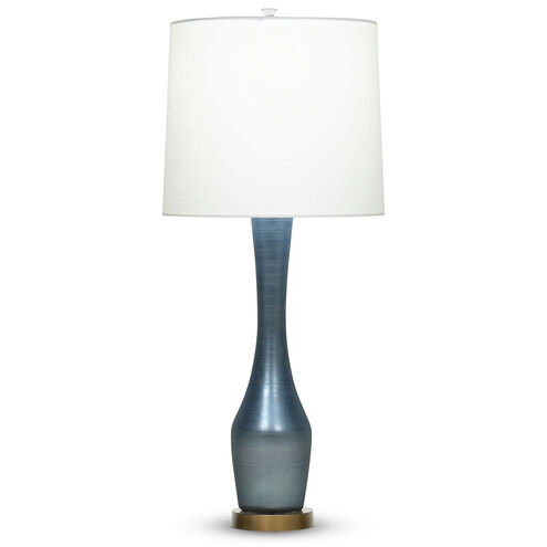 Roberts 35 inch 150.00 watt Antique Brass Table Lamp Portable Light in Blue