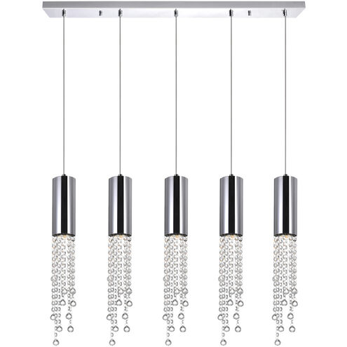 Extended 5 Light 40 inch Chrome Island/Pool Table Light Ceiling Light