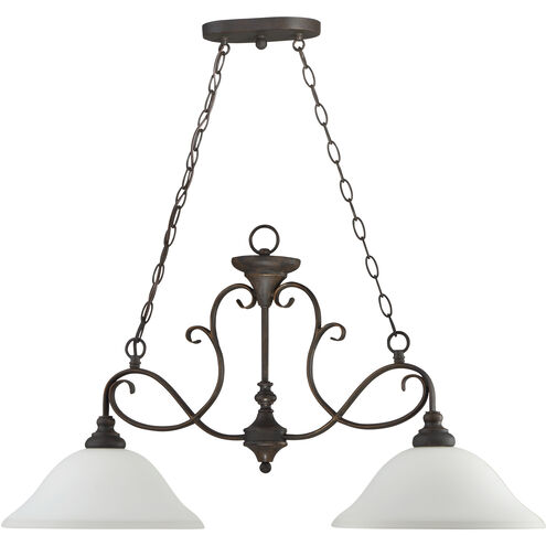 Barrett Place 2 Light 35 inch Mocha Bronze Island Light Ceiling Light in White Frosted Glass