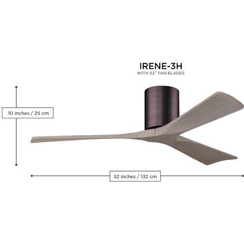 Atlas Irene-3H 52 inch Gloss White with Walnut Tone Blades Ceiling Mount Paddle Fan, Flush Mounted