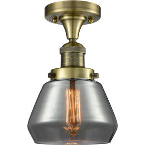 Franklin Restoration Fulton LED 7 inch Antique Brass Semi-Flush Mount Ceiling Light in Plated Smoke Glass, Franklin Restoration