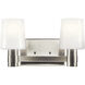 Adani 2 Light 14.5 inch Brushed Nickel Bath Bracket Wall Light, 2 Arm