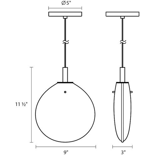 Cantina LED 9 inch Satin Black Pendant Ceiling Light in Clear Glass