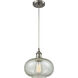 Ballston Gorham LED 9.5 inch Brushed Satin Nickel Mini Pendant Ceiling Light in Mica Glass, Silver, Ballston