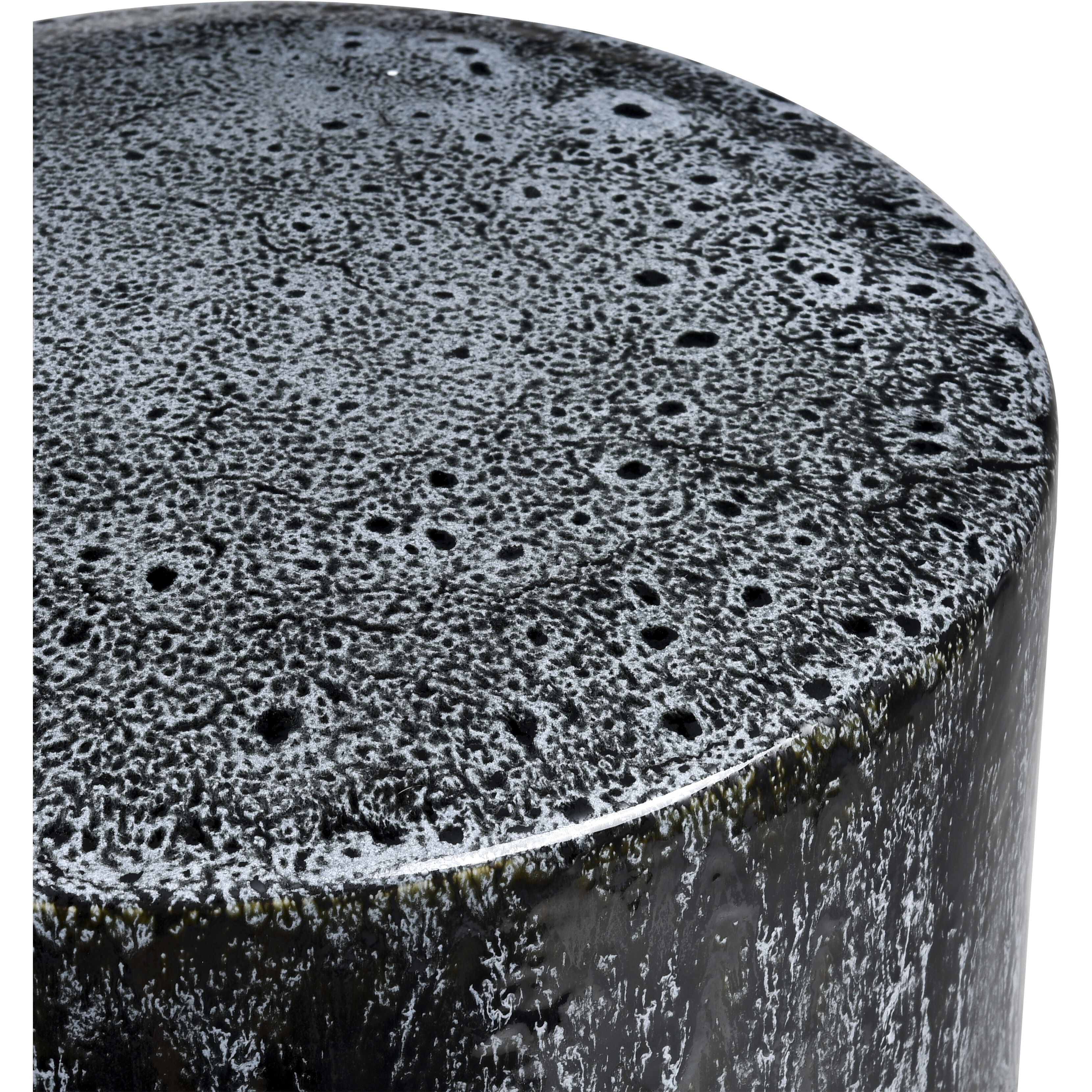 Gallemore 18 inch Black Glazed with White Glazed Stool