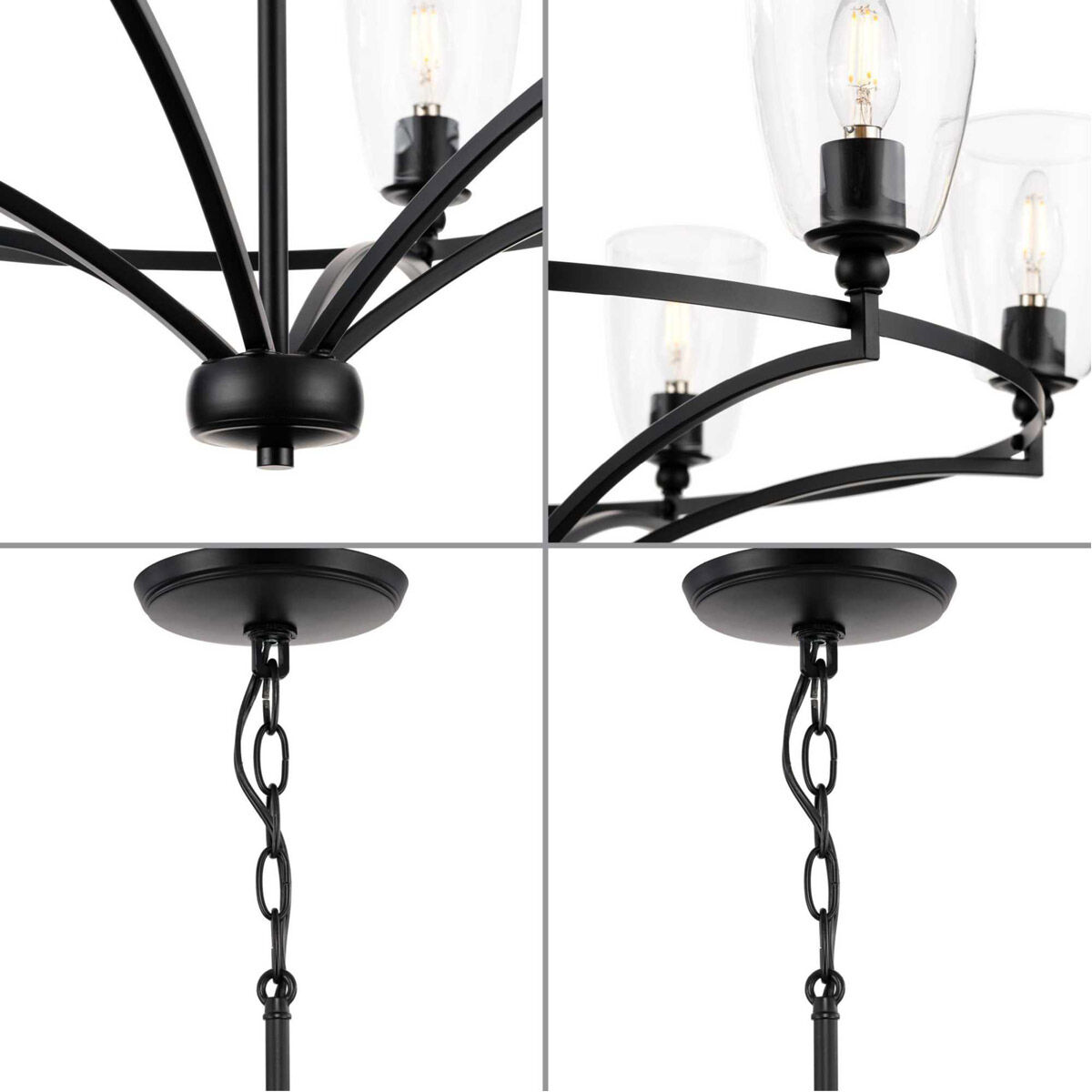 Parkhurst 6 Light 30 inch Matte Black Chandelier Ceiling Light