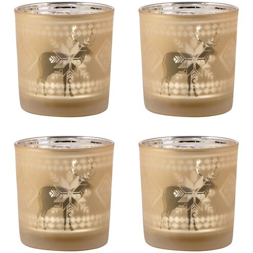 Reindeer Antique Gold Holiday Candleholder, Votive