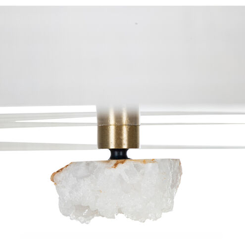 Mabel 2 Light 24 inch Matte Antique Brass / White Linen / Natural Stone / Acrylic Flush Mount Ceiling Light
