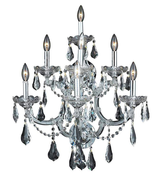 Maria Theresa 7 Light 22 inch Chrome Wall Sconce Wall Light in Clear, Royal Cut