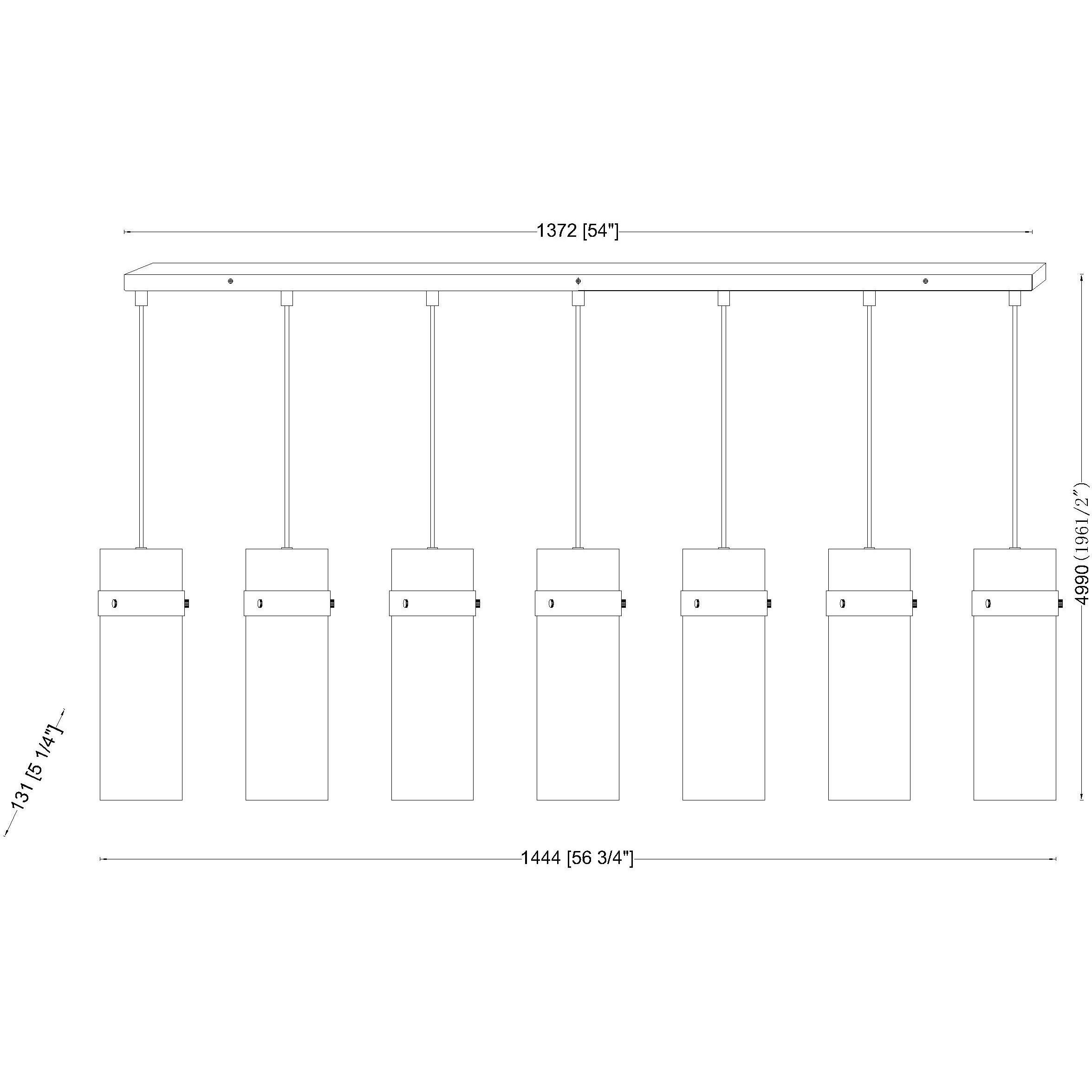 Fontaine Linear Chandelier Ceiling Light in Rubbed Brass