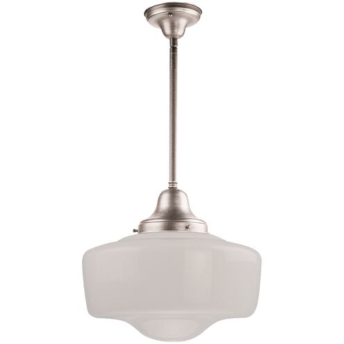 Schoolhouse 1 Light 14 inch Satin Nickel Pendant Ceiling Light, Convertible to Pendant