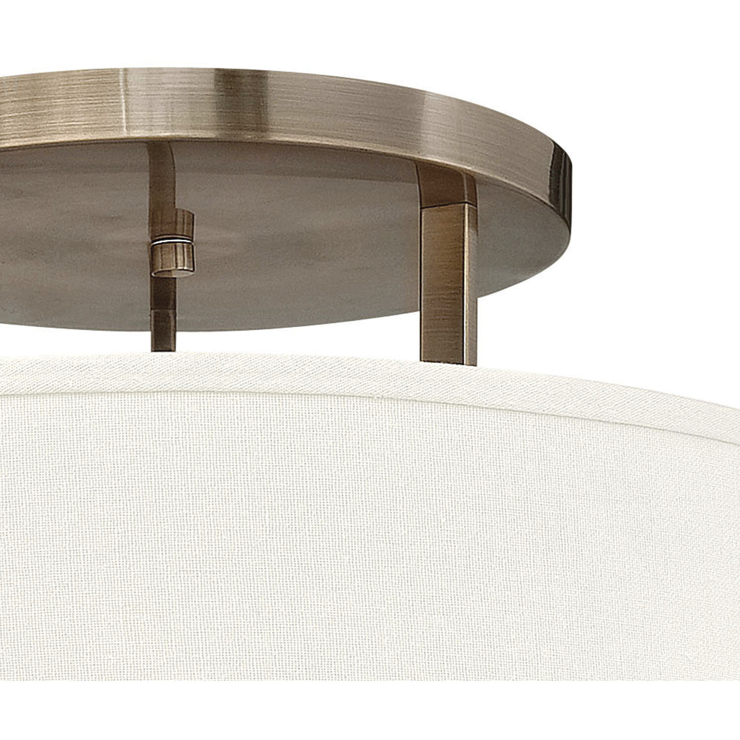 Hampton 3 Light 20 inch Brushed Bronze Indoor Semi-Flush Mount Ceiling Light in Non-LED