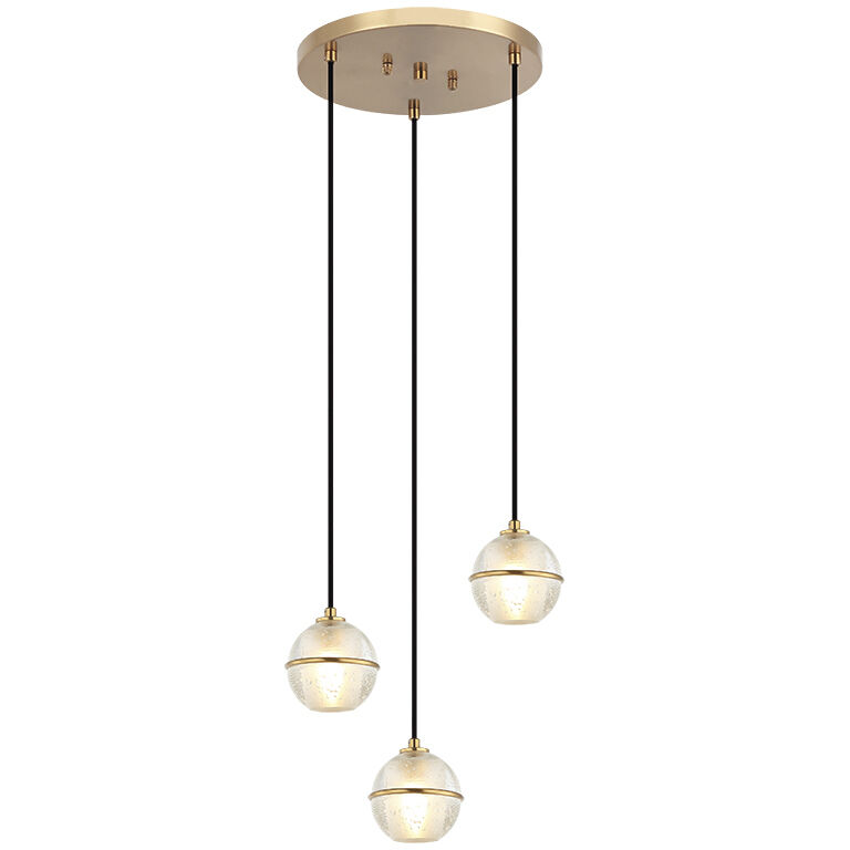 Misty 3 Light 13.63 inch Aged Gold Brass Pendant Ceiling Light