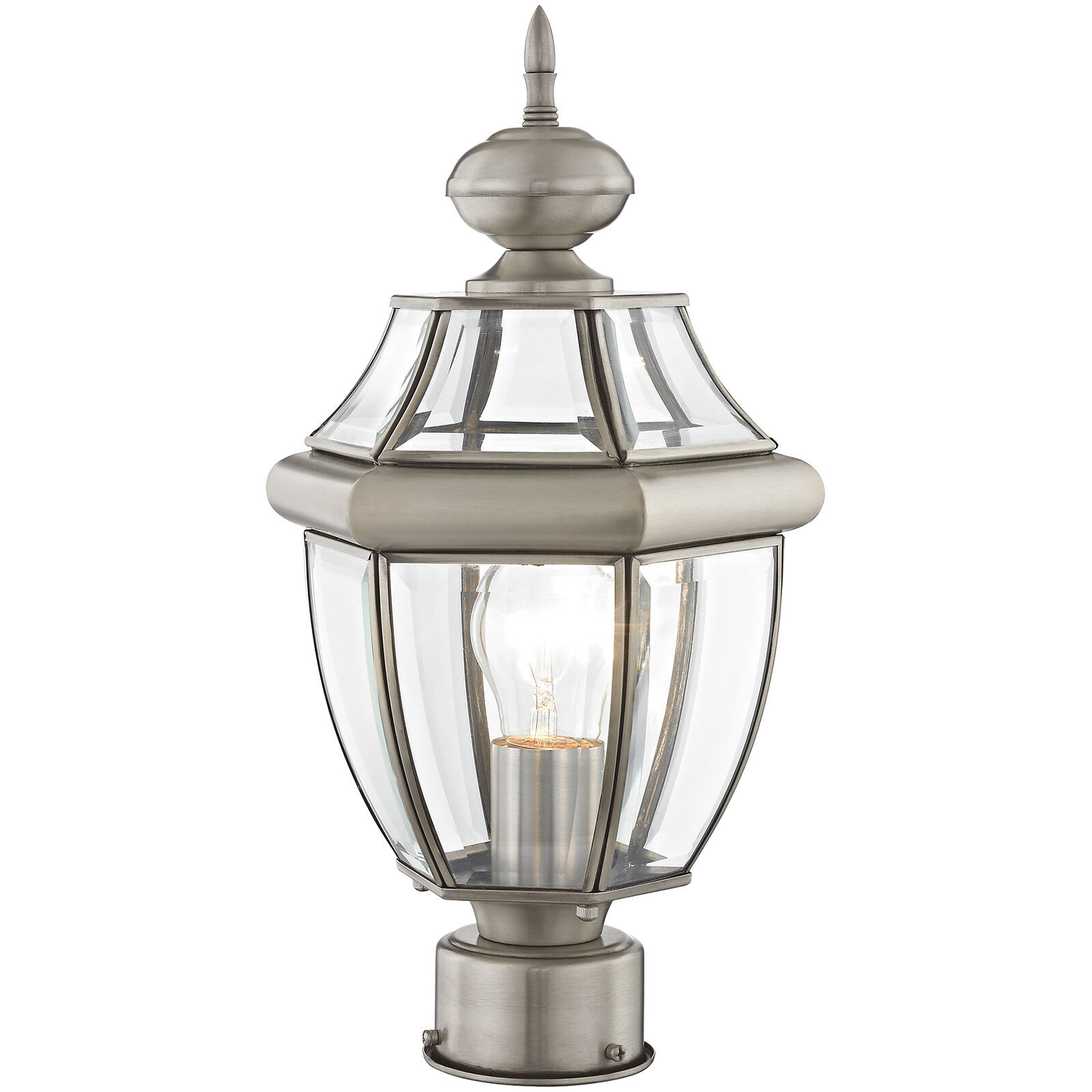 Monterey 1 Light 17 inch Brushed Nickel Outdoor Post Top Lantern