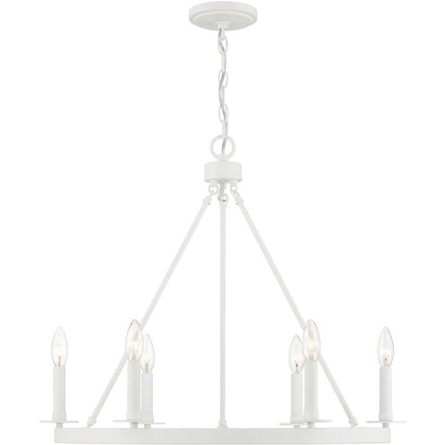 Traditional 6 Light 26 inch Bisque White Chandelier Ceiling Light