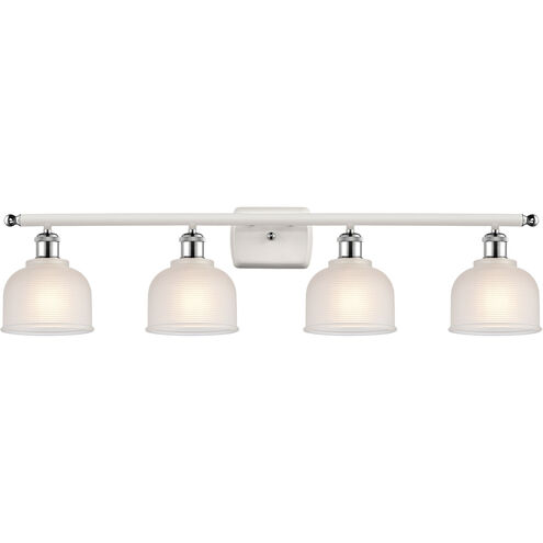 Ballston Dayton 4 Light 36 inch White and Polished Chrome Bath Vanity Light Wall Light in White Glass, Ballston