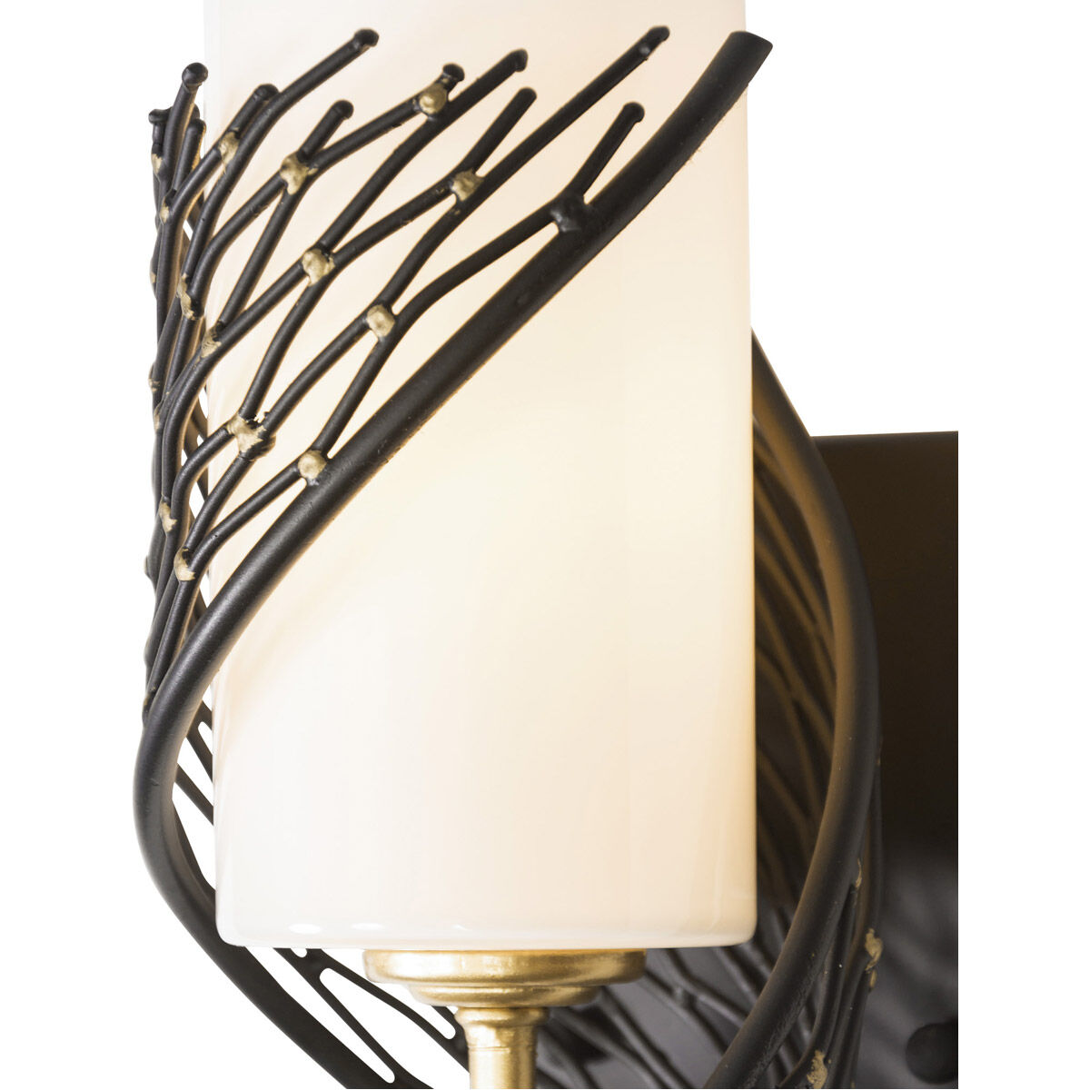 Flow Sconce Wall Light in Left, Matte Black/French Gold, Left