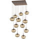 Nova LED LED Burnished Bronze Chandelier Ceiling Light, Square Multi-Pendant