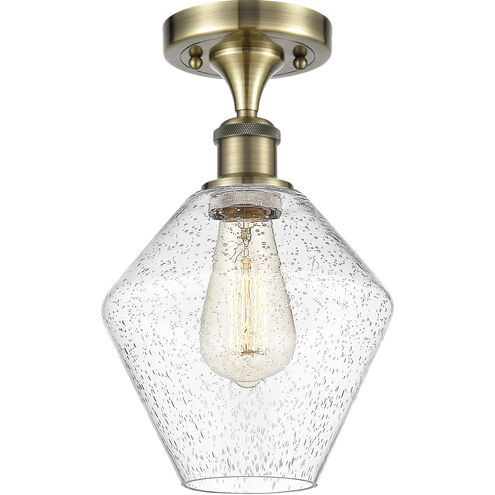 Ballston Cindyrella 1 Light 8 inch Antique Brass Semi-Flush Mount Ceiling Light in Incandescent, Seedy Glass