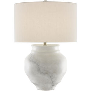 Kalossi 28.5 inch 150 watt Painted White and Gray/Contemporary Silver Leaf Table Lamp Portable Light