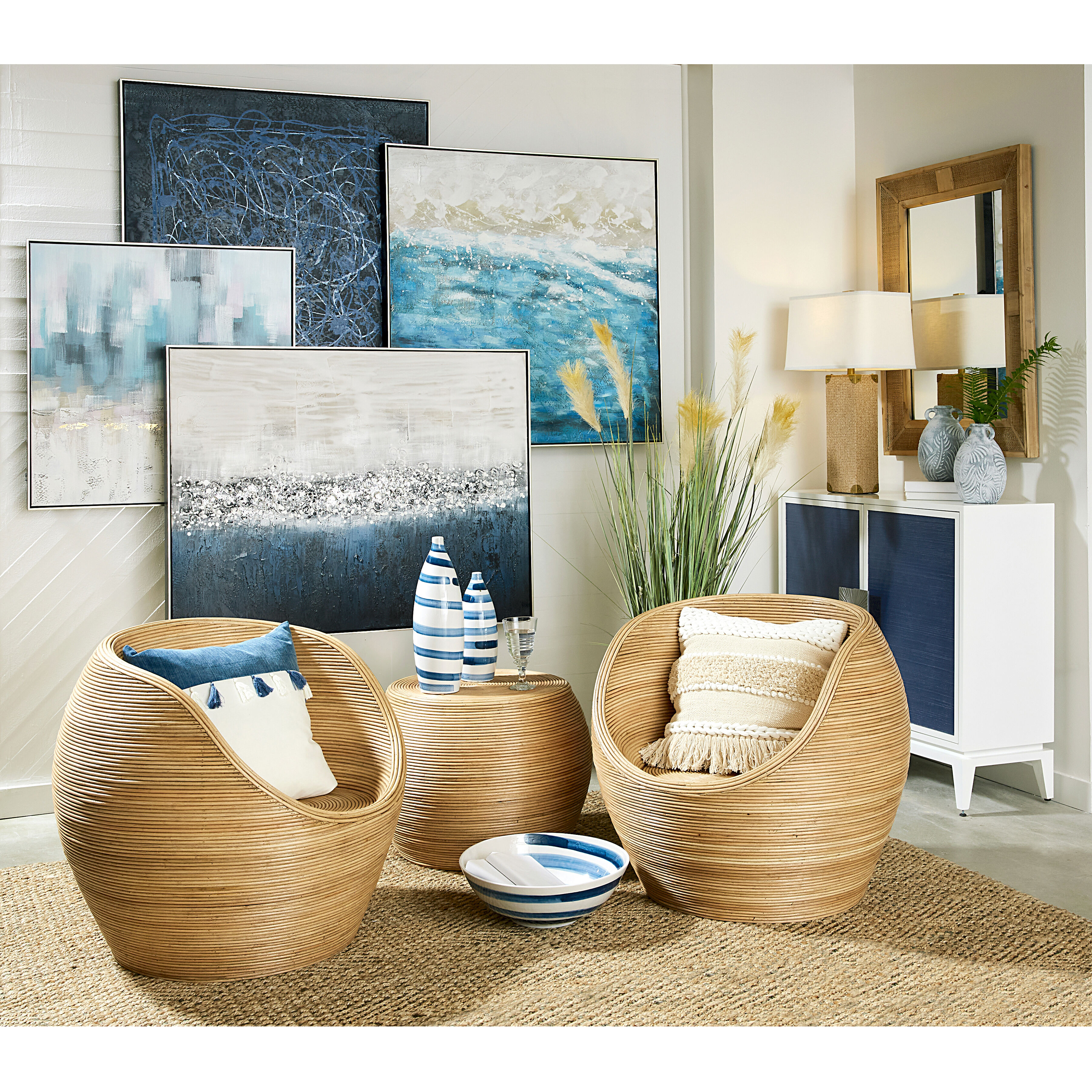 Cabana 39.5 X 29.5 inch Natural and Mirror Wall Mirror