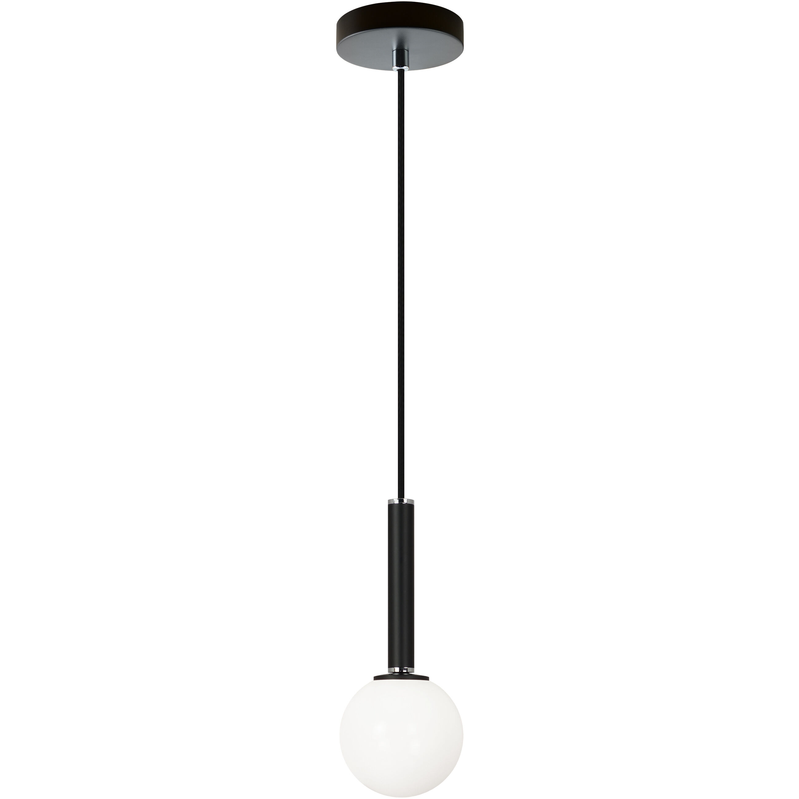 Stellar 1 Light 4.38 inch Black Pendant Ceiling Light in Black and Opal Glass
