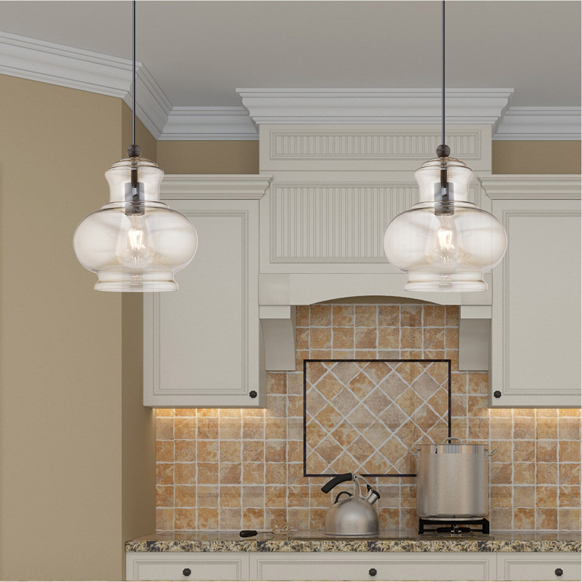 Art Glass 1 Light 10 inch English Bronze Mini Pendant Ceiling Light