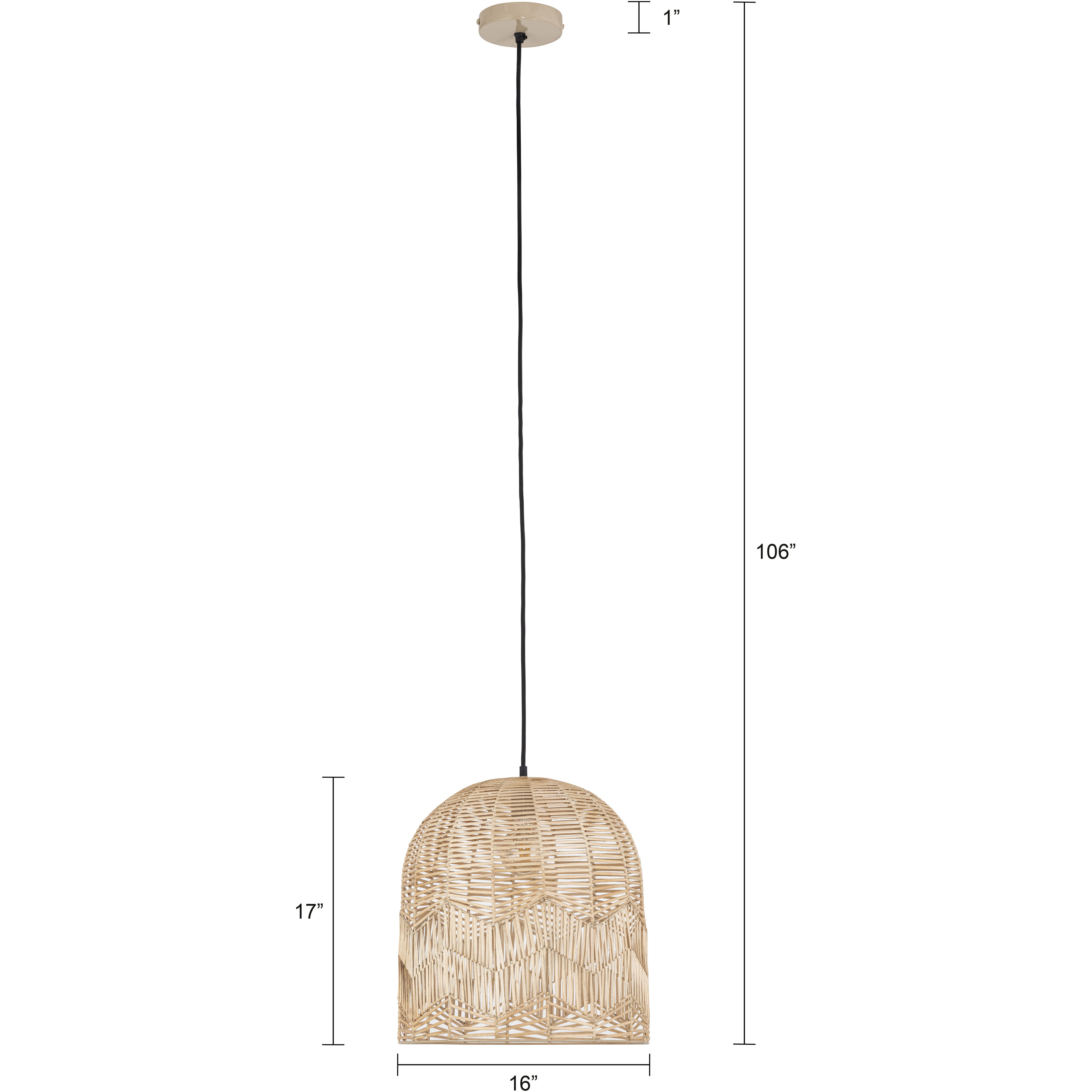 Indy 1 Light 16 inch Natural Pendant Ceiling Light