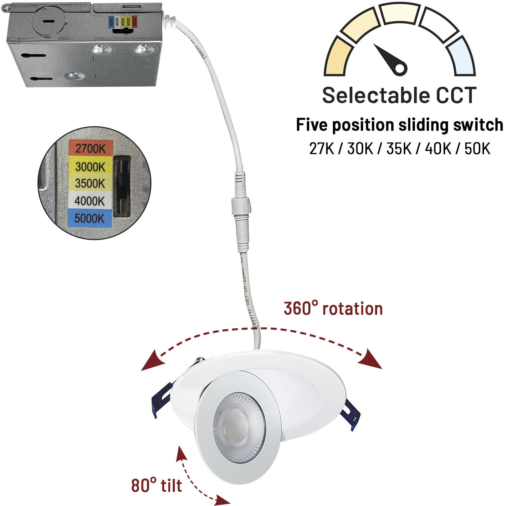 M-Curve Matte Powder White Recessed, Selectable CCT